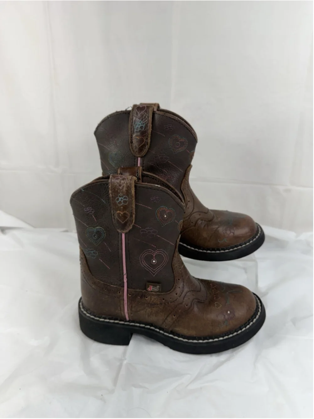 Justin Gypsy kids boot Size 12D Brown/Pink Cowboy Boots Style 9205JR